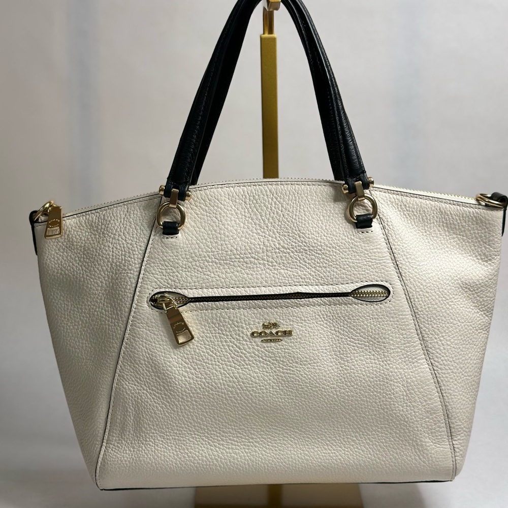Coach Prairie Satchel Chalk Pebbled Leather Handbag - Picture 4 of 14